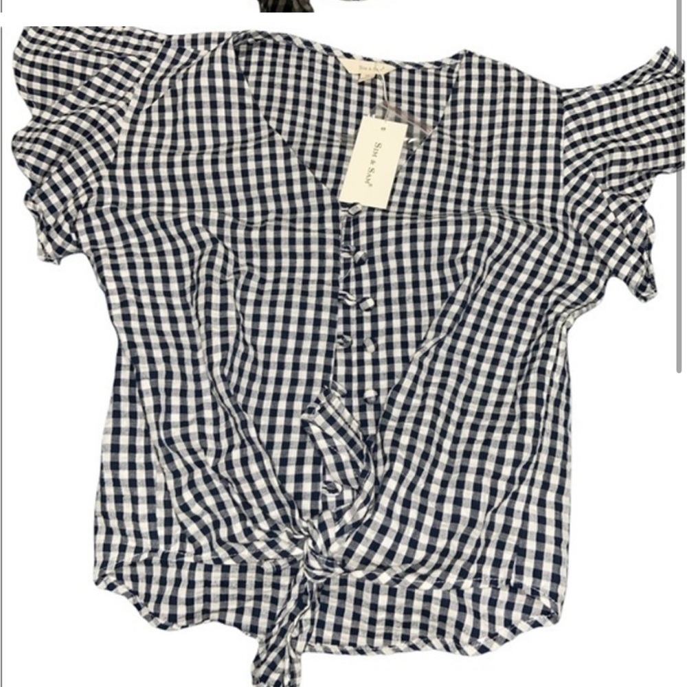 Sim & Sam Plaid Button Down tie button NWT - image 2